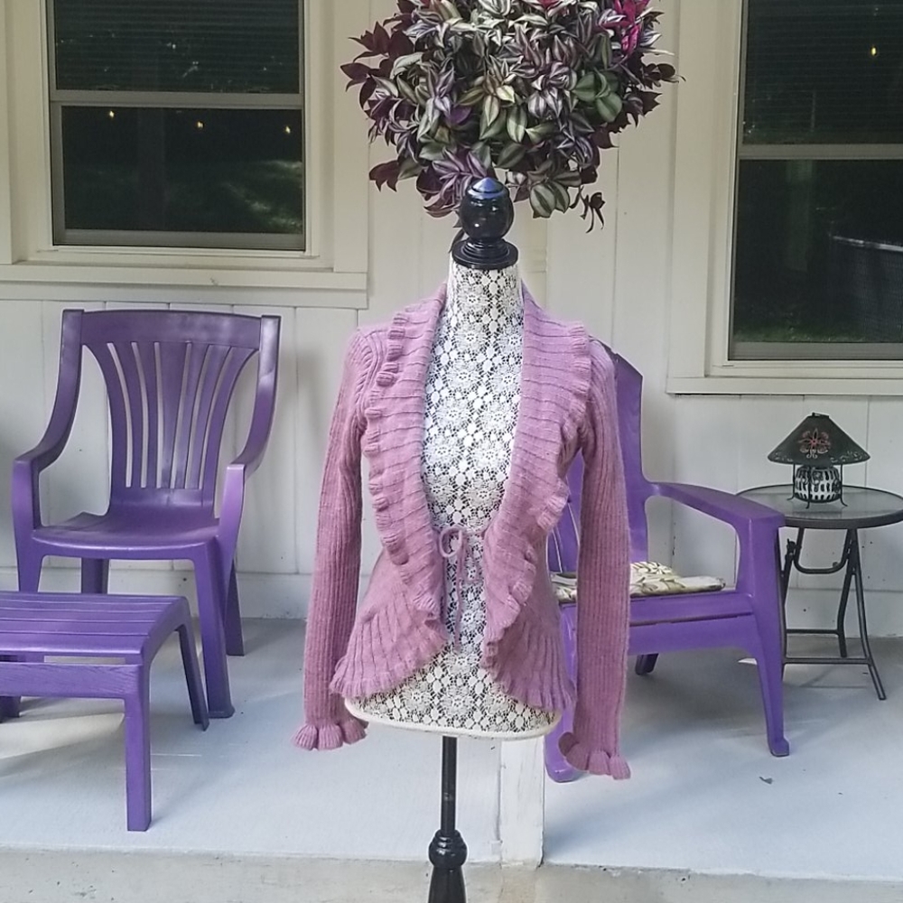 Purple ruffled sweater